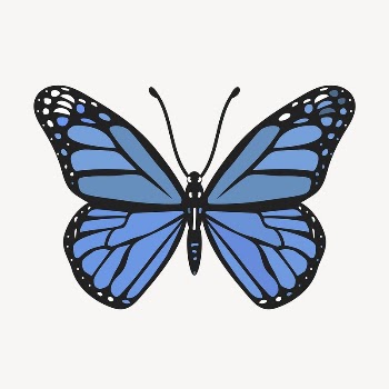 Blue butterfly collage element, cute | Free Vector Illustration - rawpixel