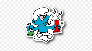 Blue Cartoon Hitting A Bong Sticker - Cartoon Weed Stickers