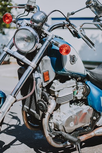 Blue Chopper Motorcycle 
