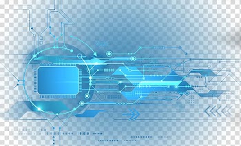 Blue circuits , Technology Light Blue, SCIENCE decorative chip transparent background PNG clipart