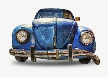 Blue classic car collage element | Free PSD - rawpixel
