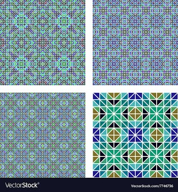 Blue colorful seamless mosaic pattern set vector image