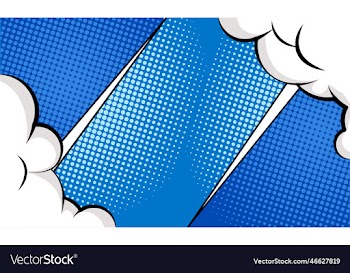 blue comic frame with halftone and cloud element