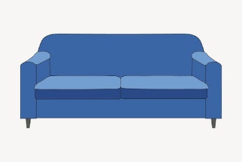 Blue couch, furniture illustration. Free | Free Photo - rawpixel