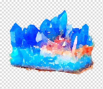 Blue Crystal Mineral Watercolor painting Rock, watercolor transparent background PNG clipart