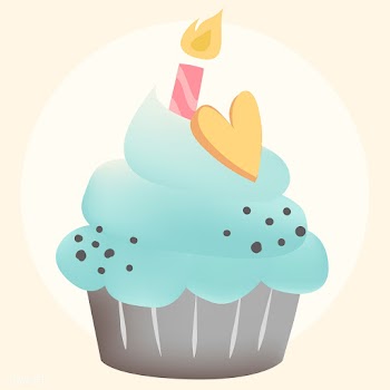 Blue cupcake vector with a candle | Free stock vector - 508583