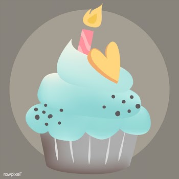 Blue cupcake vector with a candle | Free stock vector - 508648