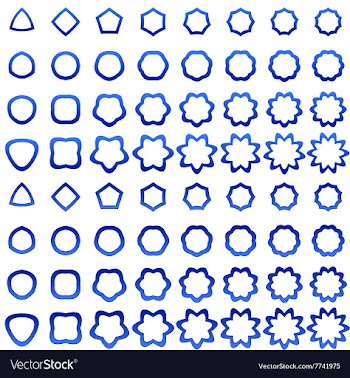 Blue curved polygon shape icon collection vector image