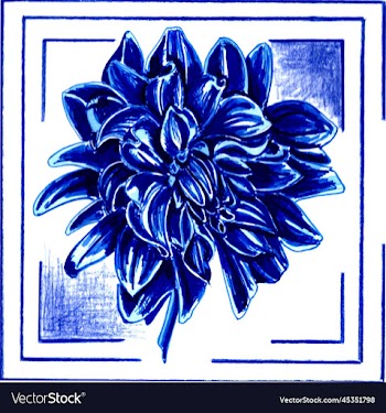 blue dahlia in a frame