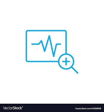 blue diagnostic with magnifying glass icon