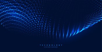 Blue digital technology background with glowing particles Free Vector