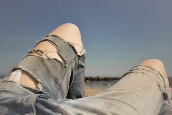 blue distressed jeans