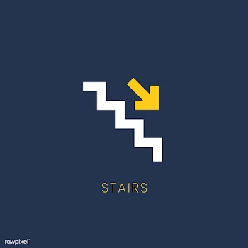 Blue down arrow stairs icon sign vector | Free stock vector - 538304