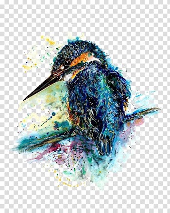 Blue-eared kingfisher illustration, Watercolor Birds transparent background PNG clipart