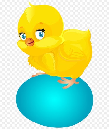 Blue Easter Egg and Chicken PNG Clip Art 