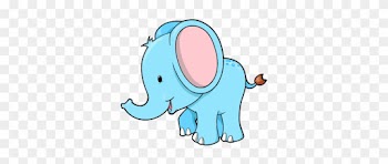 Blue Elephant Wall Decal - Baby Blue Elephant Cartoon