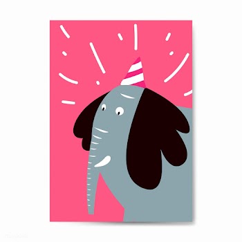 Blue elephant wearing a party hat vector grap.. | Free stock vector - 477124