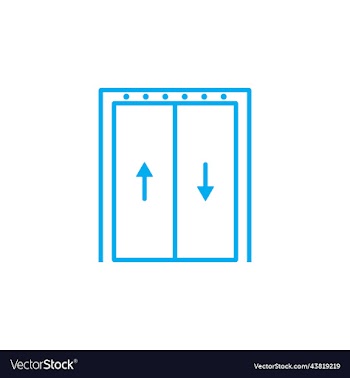 blue elevator line art icon