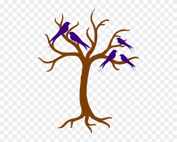 Blue Family Of Birds Png Clip Art - Bare Tree Clip Art