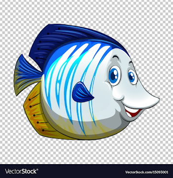 Blue fish on transparent background Royalty Free Vector