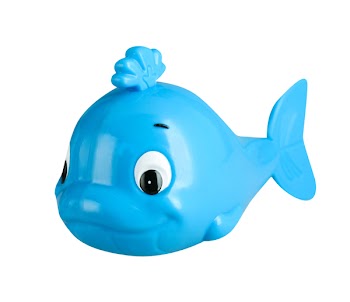 Blue fish toy isolated on white background