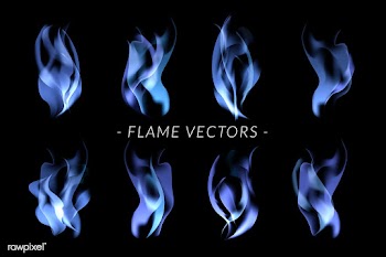 Blue flames set | Free stock vector - 591748