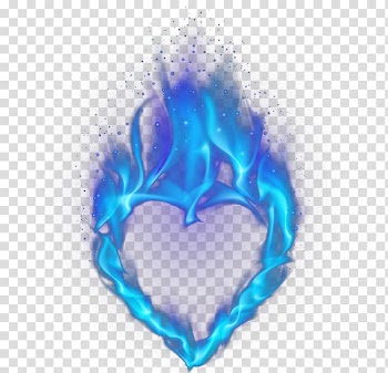 Blue flaming heart illustration, Light Heart Flame, Blue heart-shaped flame transparent background PNG clipart