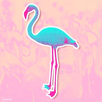Blue flamingo halftone style sticker design element illustration | Free  illustration - 2338193