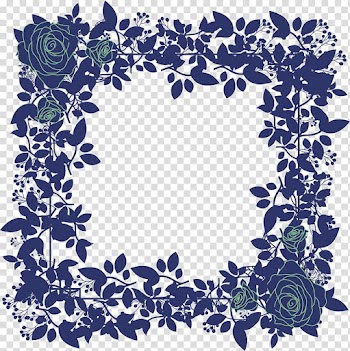 Blue floral , Beach rose Blue rose Pattern, Dark blue roses border transparent background PNG clipart