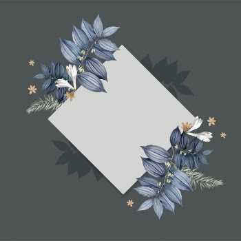 Blue floral blank square card design Free Psd