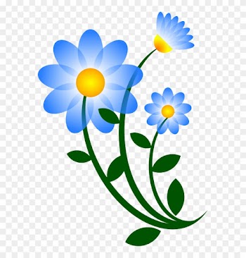 Blue Floral Clip Art, Children Watercolor Flower, Floral - Blue Flower Clip Art