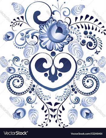 Blue floral heart vector image