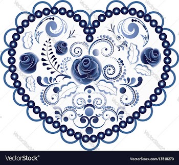Blue floral heart vector image
