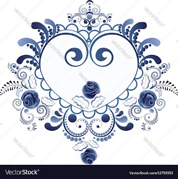 Blue Floral Heart6 vector image