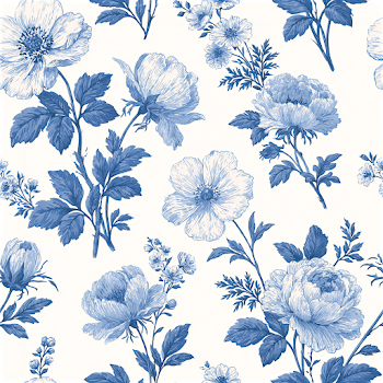 Blue Floral Toile Seamless Pattern