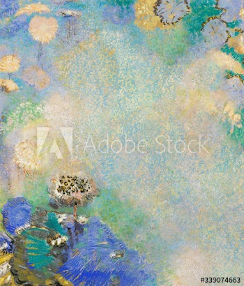 Blue floral wall textured background