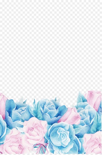 Blue Flower - Beautiful hand-painted Rose Sea material 