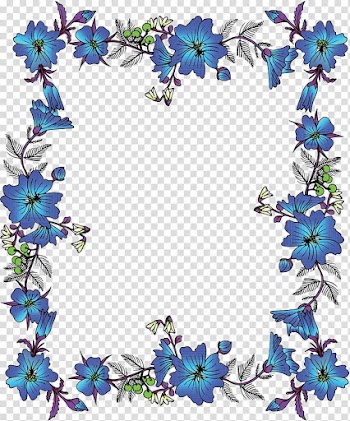 Blue flower border illustration, Flower frame , chinese blue vintage lace border transparent background PNG clipart