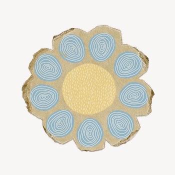 Blue flower collage element, patterned | Free PSD - rawpixel