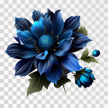 Blue flower, luxury and royal, PNG transparent