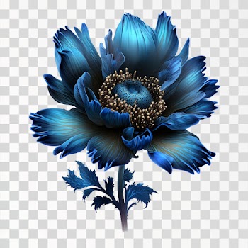 Blue flower, luxury and royal, PNG transparent background