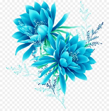 Blue Flower Pixel - Blue flowers effect element 