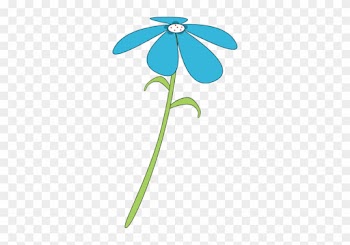 Blue Flower Red Dots - Flower On Stem Clipart