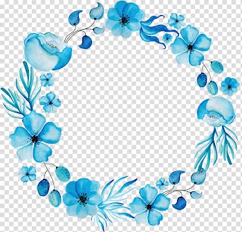 Blue flower wreath illustration, Watercolour Flowers Floral design Wreath Blue, flower transparent background PNG clipart