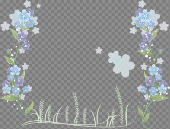 Blue Flowers Flower Border Hand-Painted Free Clipart HQ