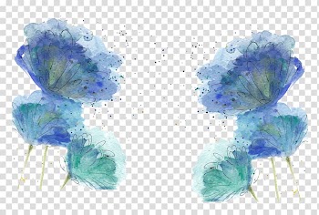 Blue flowers watercolor painting, Watercolor painting Blue, Hand painted watercolor blue flower decoration transparent background PNG clipart