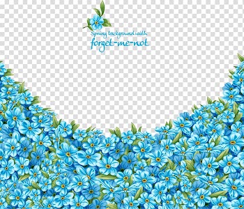 Blue flowers with text overlay, Wedding invitation Flower Blue Scorpion grasses, Decorative pattern with blue flowers transparent background PNG clipart