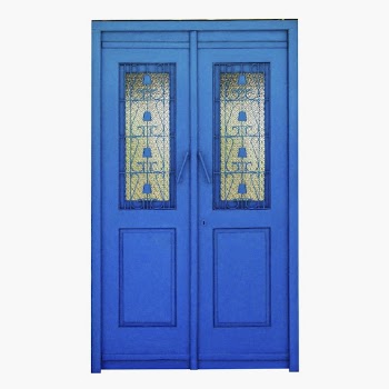 Blue French door clipart, interior | Free PSD - rawpixel