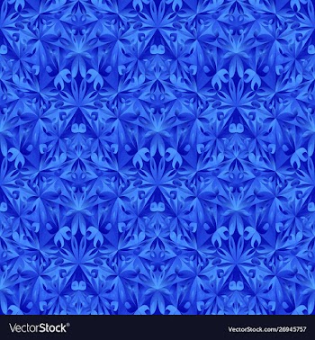 Blue geometrical floral mosaic pattern background vector image