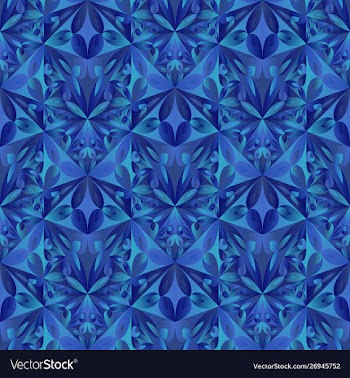 Blue geometrical polygonal floral mosaic pattern vector image